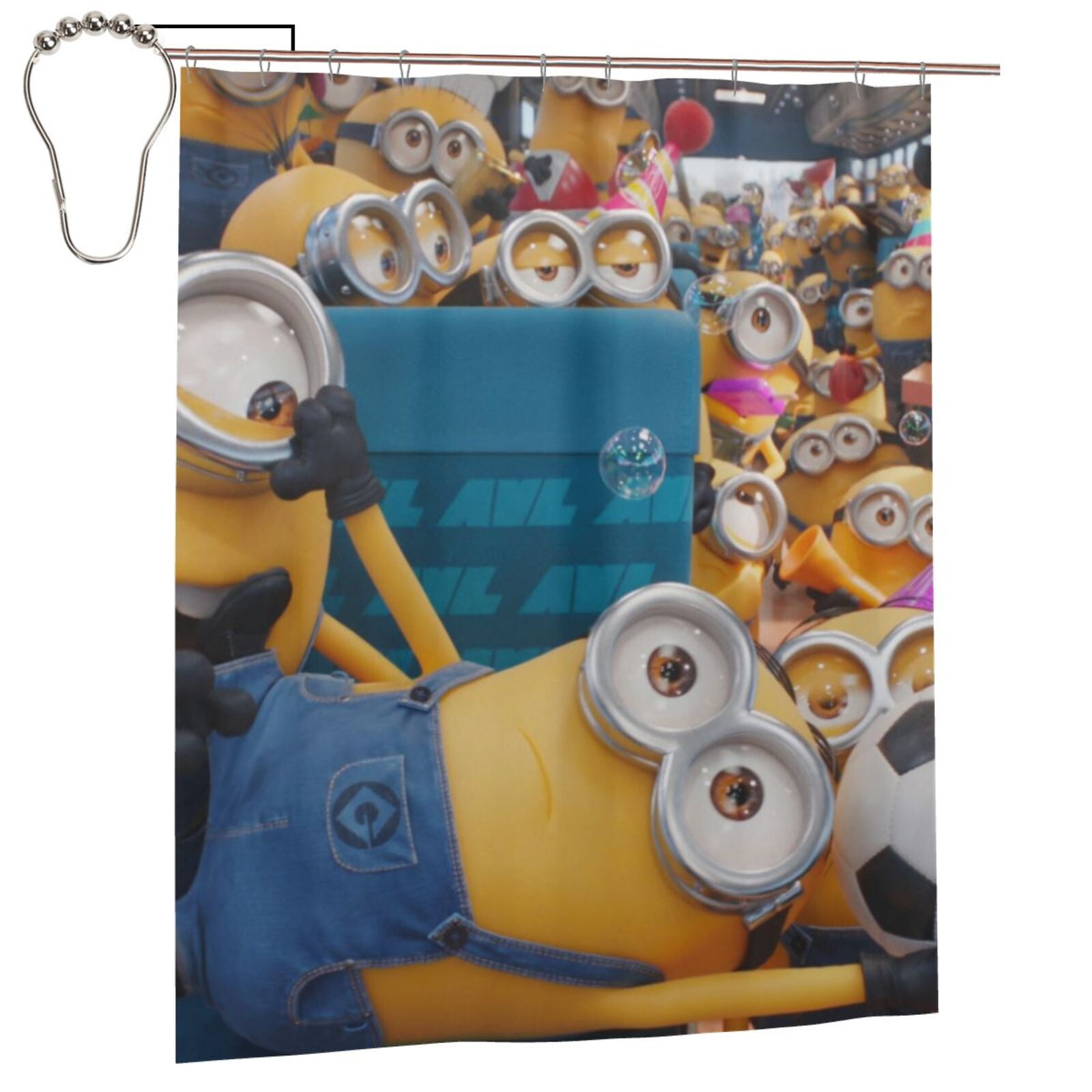 Cute Cartoon Minions Printed Shower Curtain Kids Bathroom Home Decor