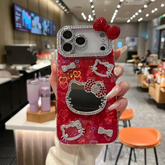 Cute Cartoon Mirror Sanrio Hello Kitty Phone Case for iPhone 17 16 15 14