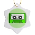 thumbnail image 1 of 3drose, Cute Cartoon Mixtape Design on Green - Retro Mix Tape, 3 inch Snowflake Porcelain Ornament, 1 of 7