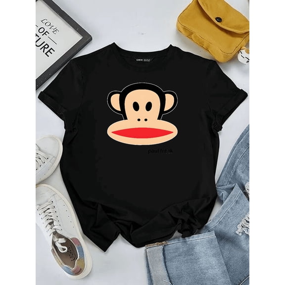 Cute Cartoon Monkey Big Face 2000s Aesthetic Art Unisex T-Shirt V12745 up to Size 5XL