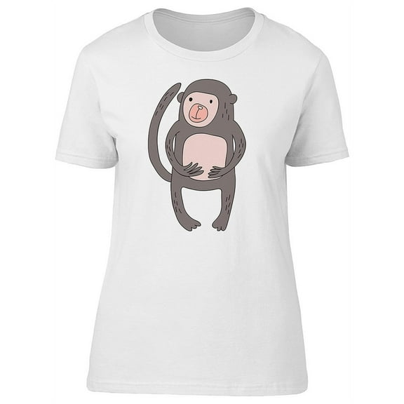 Cute Cartoon Monkey T-Shirt Women -Image by Shutterstock, Female Small