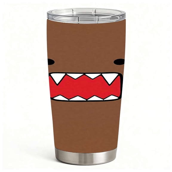 Cute Cartoon Monster Face Water Cup with Lid, Stainless Steel Insulated Fun Design Tumbler