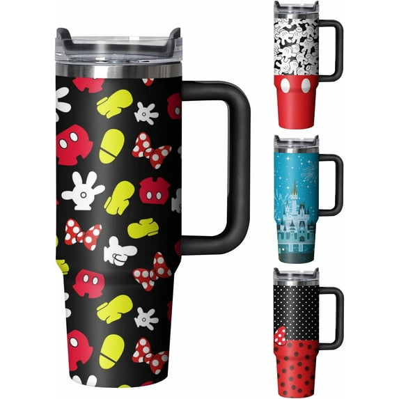 Cute Cartoon Mouse 30 oz Tumbler with Handle and Straw Lid Gift for Boy Girl Water Bottle Travel Cup for Car Drink Cold and Hot Stainless Steel Double Wall Insulated Coffee Mug (mouse)