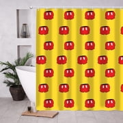 Cute Cartoon Mouse Shower Curtain Bath Curtain Sets Yellow Anime Home Decor Gift for Children Kids 72x72 Inch Accessories Great for Showers Bathtubs