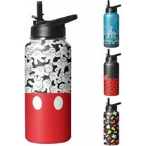 Cute Cartoon Mouse Tumbler with Top Handle and Straw Lid Gift for Boys Girls Water Bottle Travel Kettle Cup for Car Cold and Hot Stainless Steel Double Wall Insulated Mug (palm, 32OZ)