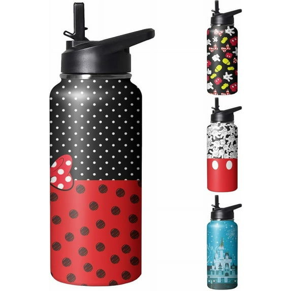 Cute Cartoon Mouse Tumbler with Top Handle and Straw Lid Gift for Boys Girls Water Bottle Travel Kettle Cup for Car Cold and Hot Stainless Steel Double Wall Insulated Mug (bow tie, 32OZ)