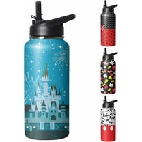 Cute Cartoon Mouse Tumbler with Top Handle and Straw Lid Gift for Boys Girls Water Bottle Travel Kettle Cup for Car Cold and Hot Stainless Steel Double Wall Insulated Mug (dream castle, 32OZ)