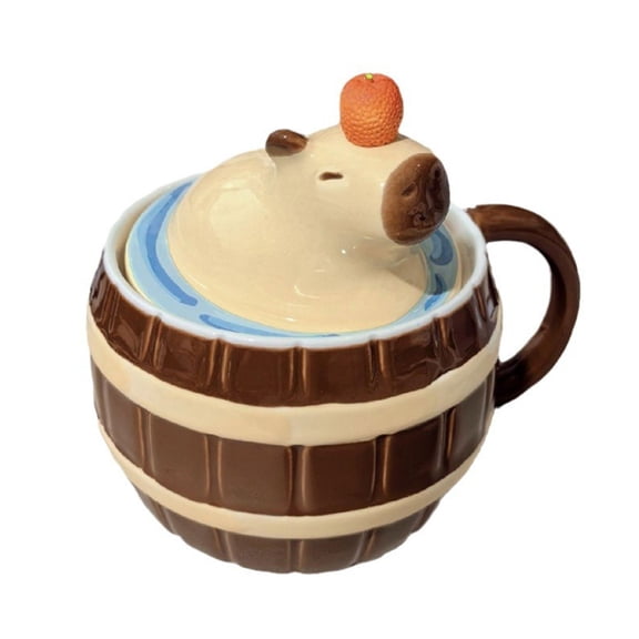 Cute Cartoon Mug With Lid Dringking Cup Ceramic Milk Coffee Mugs Drinkware Birthday Gift for Women Men