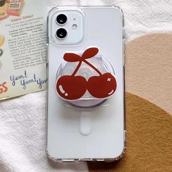 Cute Cartoon Mushroom Cherry For Magsafe Magnetic Phone Griptok Phone Holder Stand Universal Phone Ring Grip Tok For iPhone