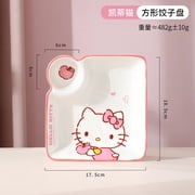 Cute Cartoon My Melody Hellokitty Cinnamoroll Ceramic Dumpling Plate with Vinegar Dish for Breakfast At Home