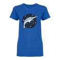 thumbnail image 1 of Cute Cartoon Narwhal Design Shaped T-Shirt Women -Image by Shutterstock, Female Large, 1 of 2