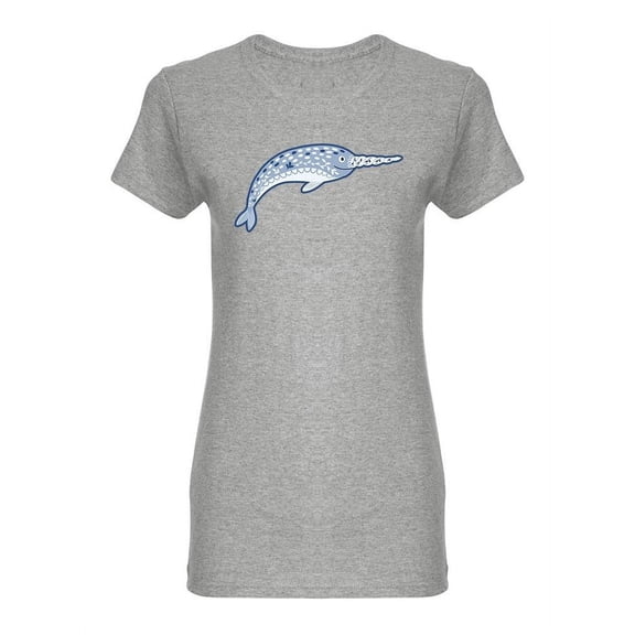 Cute Cartoon Narwhal Shaped T-Shirt Women -Image by Shutterstock, Female Medium