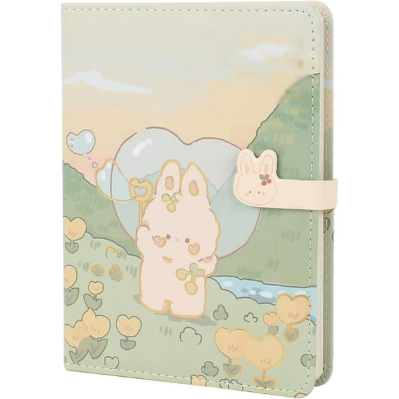 Cute Cartoon Notebook Kawaii Journal Notebook Japanese Sketchbook Leather Cover Diary Notepad Travel Notebook,Green