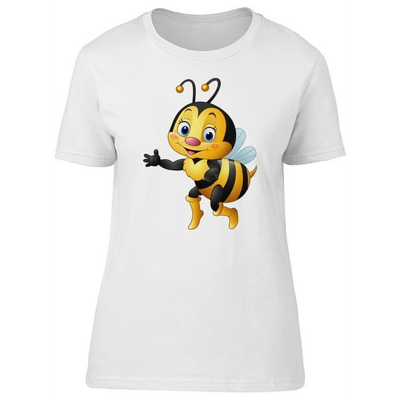Cute Cartoon Of Happy Bee T-Shirt Women -Image by Shutterstock, Female Large