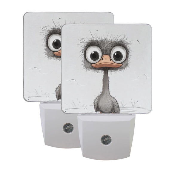 Cute Cartoon Ostrich LED Night Light with Smart Sensor Plug Into Wall Dusk to Dawn 2 packs