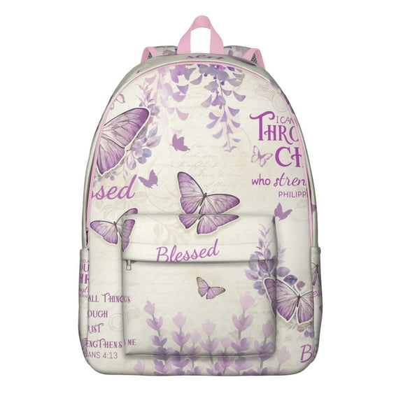 Cute Cartoon Ox Backpack for Teens, Waterproof Bookbag with Wild Forest Design and Artistic Tree and Sky Pattern