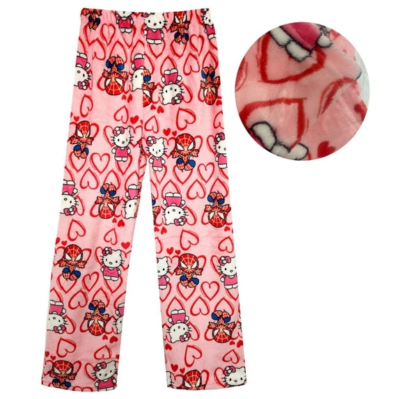 Cute Cartoon Pajama Pants for Women, Plush Pj Pants, Halloween Christmas Pajama Pants,Kawaii Anime Sleep Pants, Family Christmas Pajamas Matching,White,L