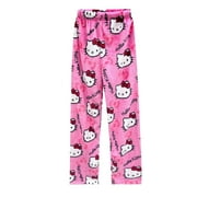 WO2SROPJP Hello Kitty Pajama Pants for Women Girls, Flannel Pajamas,Cartoon Plush Pj Pants,Cute Kawaii Anime Pajama Bottom, Family Pajamas Matching,Hot Pink M