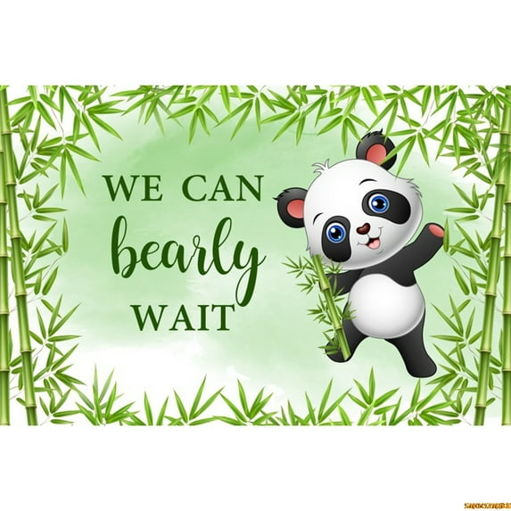 Cute Cartoon Panda Backdrop Bamboo Flowers Panda Banner for Baby Shower Newborn Birthday Party ration Photography Background