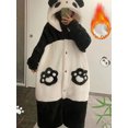 thumbnail image 1 of Cute Cartoon Panda Hooded Reversible Robe for Fall/Winter - Long Sleeve Zipper Pajamas Halloween Gift Costume for Parties & Performances Homewear Dress for Women - Reversible Hooded Home Robe, 1 of 5