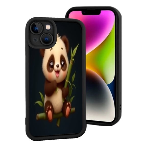 Cute Cartoon Panda Phone Case for iPhone 15 - Lightweight Yellowing Resistant Playful Design with Background