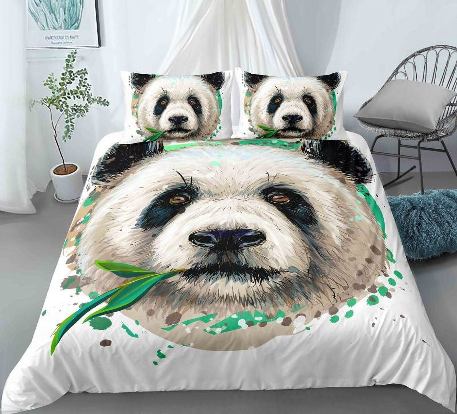 Panda Comforter Set, Cute Cartoon Panda Duvet Set for Bedroom Decor