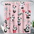 thumbnail image 1 of Cute Cartoon Panda Shower Curtain,Pink Kawaii Panda Kids Girls Bath Curtain,Funny Hearts Bear Decoration Waterproof Shower Curtain 72" W x 84" H,with 12 Plastic Hooks, 1 of 6
