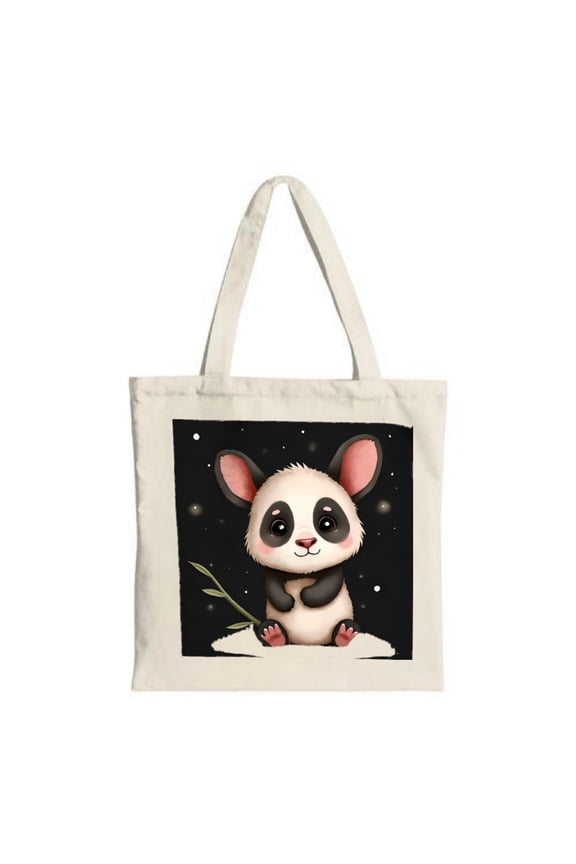 Cute Cartoon Panda Tote Bag - Canvas Multifunctional Reusable Shopping Bag with Whimsical Panda Design Perfect for Parties & Travel