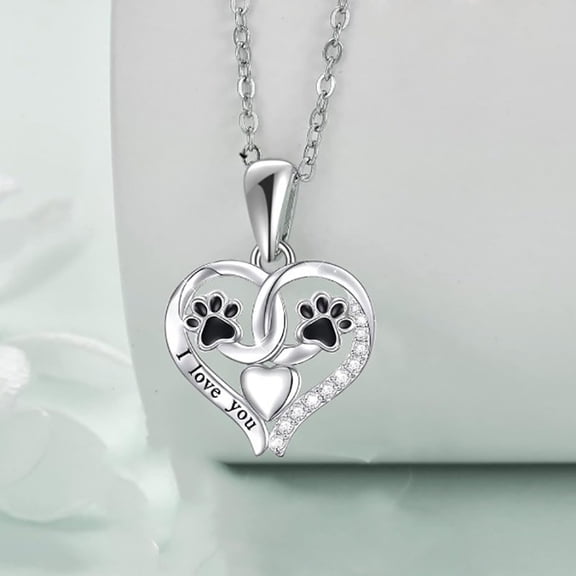Cute Cartoon Paw Print Creative All Match Personality Pendant Necklace