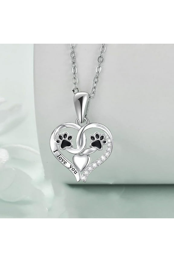 Cute Cartoon Paw Print Creative All Match Personality Pendant Necklace