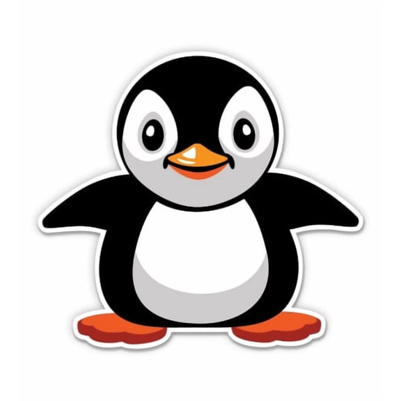 Cute Cartoon Penguin - 3" Vinyl Sticker - For Car Laptop Water Bottle Phone - Waterproof Decal