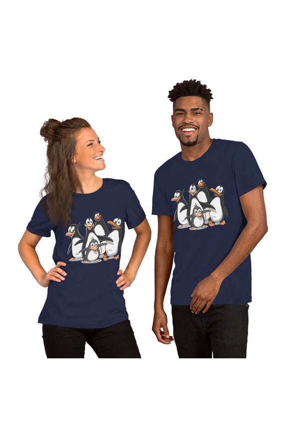 Cute Cartoon Penguins T-Shirt – Chill Vibes, Cool Style! - Unisex t-shirt (Navy, 2XL)