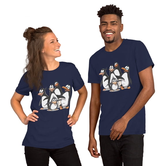 Cute Cartoon Penguins T-Shirt – Chill Vibes, Cool Style! - Unisex t-shirt (Navy, L)