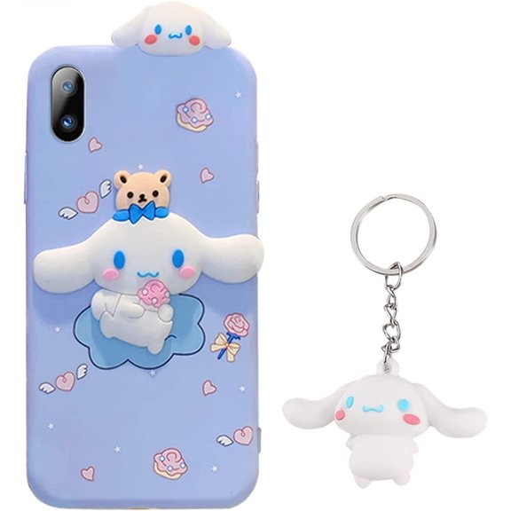 Cute Cartoon Phone Cases+Keychain,Funny Cute Protective Case Cover Compatible with iPhone 13/13 Promax/11/11 Pro Max/Xs Max/XR /12 /12Mini /12Pro/ Pro Max/6plus/7 (iphone6, Blue)