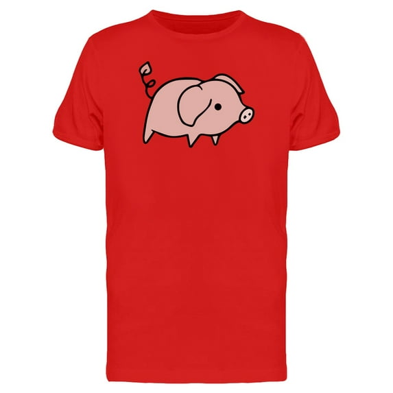 Cute Cartoon Pig Standing Alone T-Shirt Men -Image by Shutterstock, Male Large