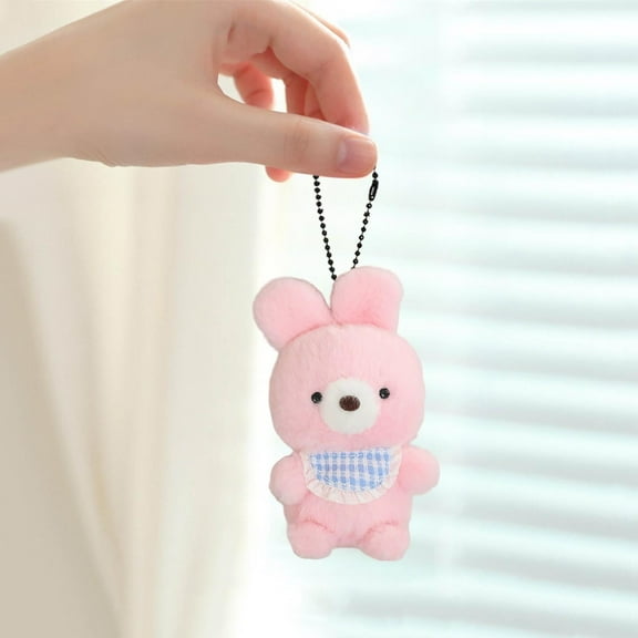 Cute Cartoon Plush Animal Keychains Cute Animal Dolls And Accessories Car Key Handbag Wallet Tote Bag Pendant for Women 3.9In Cute Plush Keychain Gifts(Bunny)