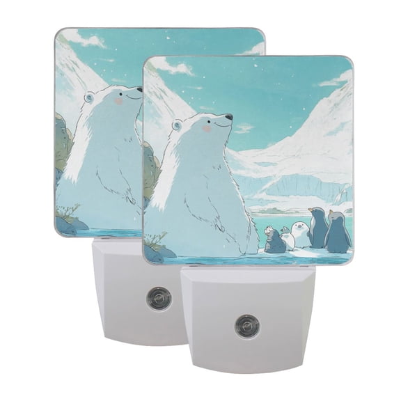 Cute Cartoon Polar Bear LED Night Light with Smart Sensor Plug Into Wall Dusk to Dawn 2 packs