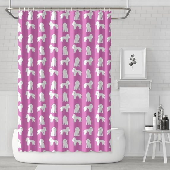 Cute Cartoon Poodle Dogs Shower Curtain 72"x72" ,Bathroom Decorative Shower Curtains Set with 12 Hooks,Modern Waterproof Washable Shower Curtain