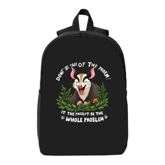 Cute Cartoon Possum Laptop Backpack - Fits 15 " Laptop & iPad Features Green Leaves & Orange Flower " Don ' t Be Part of the Problem "