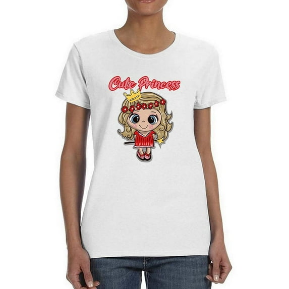 Cute Cartoon Princess Shaped T-Shirt Women -Image by Shutterstock, Female XX-Large