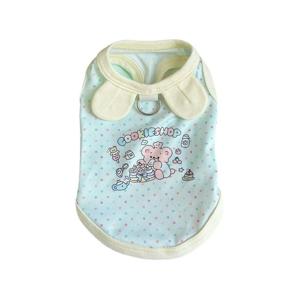 Cute Cartoon Printed Spring Summer Clothes for Cats and Dogs, Macaron Color, Small Size