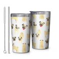 thumbnail image 1 of Cute Cartoon Pug 10oz Tumblers Stainless Steel Tumbler with Lid and Straw,Vacuum Insulated Double Wall Travel Tumbler Cups with Cleaning Brush for Coffee, Tea, 1 of 4