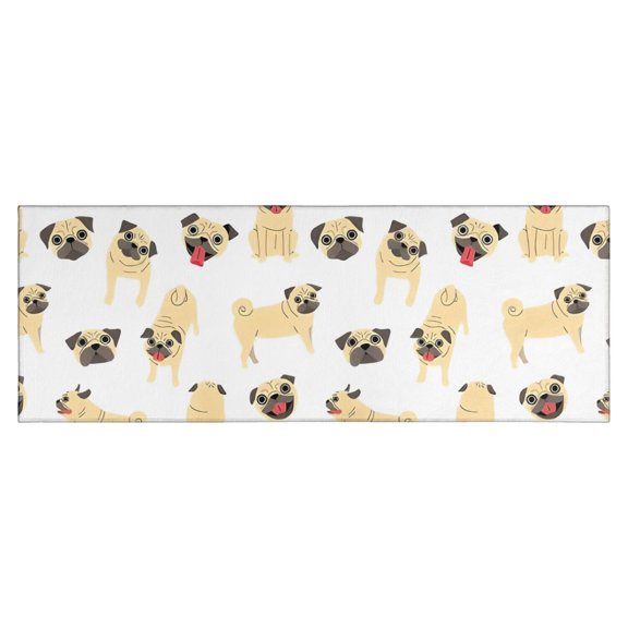 Cute Cartoon Pug Kitchen Rug Mat,Kitchen Runner Rugs Non Skid Washable,Decorative Kitchen Floor Mats for Kitchen,Sink,Laundry,17"X47"