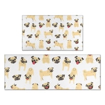 Cute Cartoon Pug Kitchen Rugs Sets Of 2,Anti Fatigue Kitchen Mat Rugs Non Slip Washable,Decorative Kitchen Floor Mats for Kitchen,Sink,Laundry,17"x30" 17"x47"