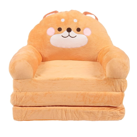 Cute Cartoon Puppy Convertible Kids Chair Couch Foldable 3-Fold Lounger Sofa for Bedroom Nursery, Brown
