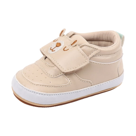 Cute Cartoon Rabbit Baby Slip On Sneakers for Boys Girls Breathable Leather Toddler Non Slip Walking Shoes Brown Size 5 Infant