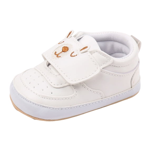 Cute Cartoon Rabbit Baby Slip On Sneakers for Boys Girls Breathable Leather Toddler Non Slip Walking Shoes White Size 4 Infant