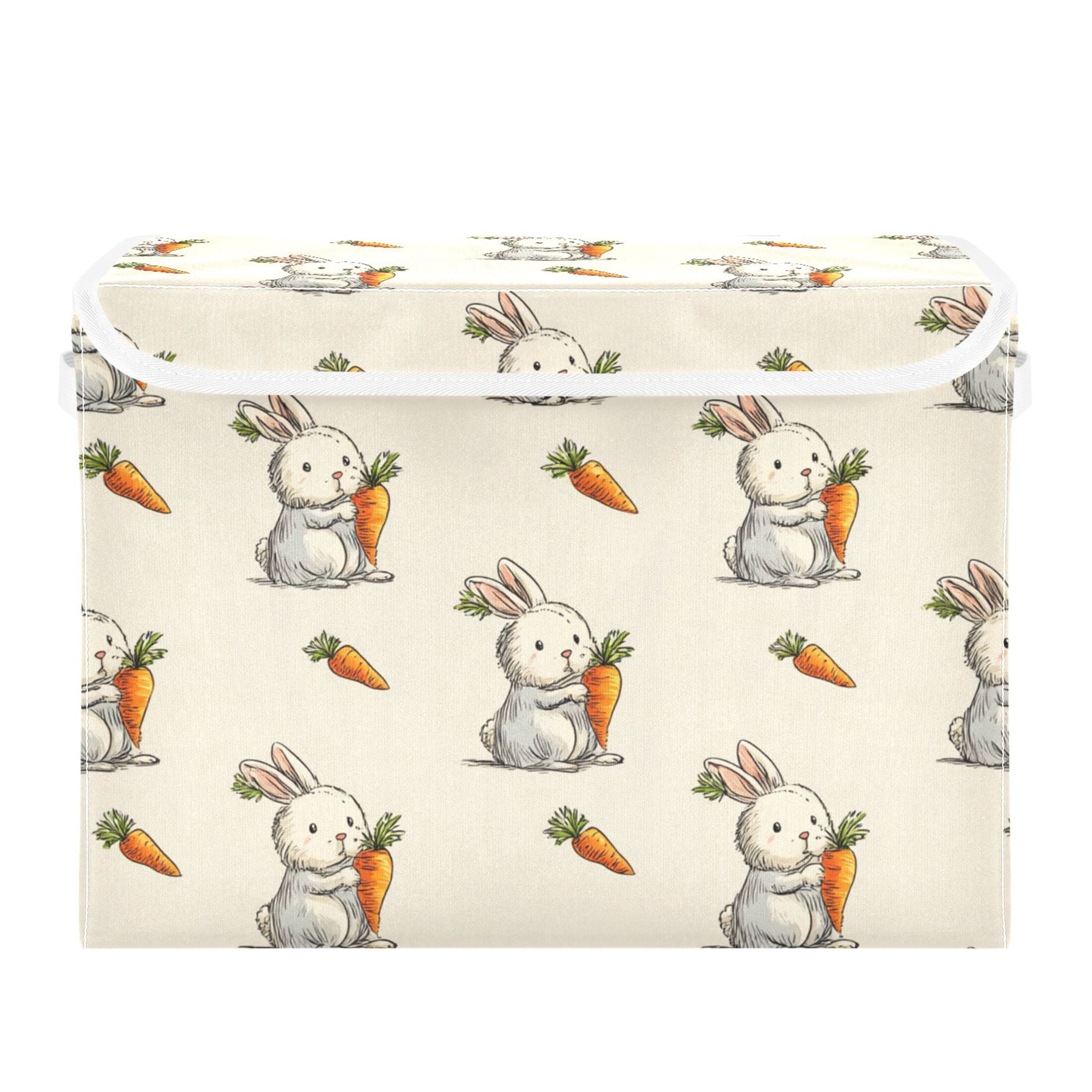 Cute Cartoon Rabbits Hug Carrots Foldable Storage Bins with Lids ...