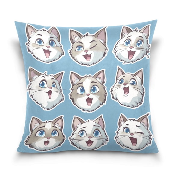 Cute Cartoon Ragdoll Cat Pillowcase Special Crystal Velvet Square One Side Beautifully Printed Breathable And Comfortable Multi-functional Pillow 16in
