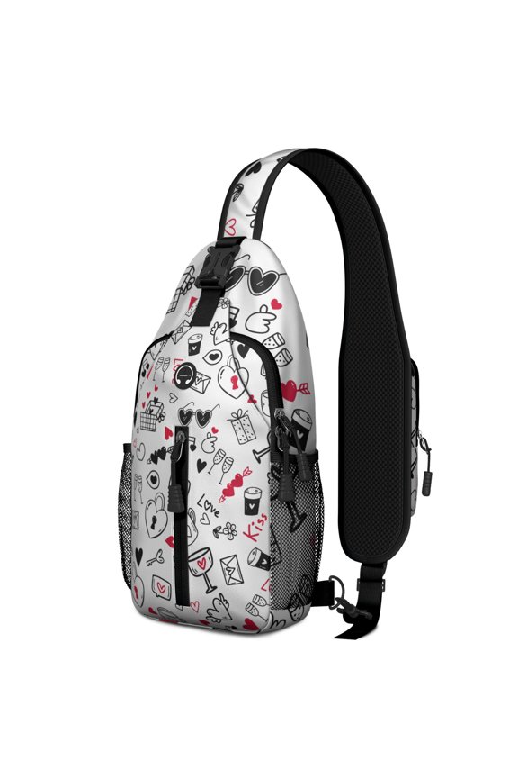 Cute Cartoon Rainbow Sling Backpack for Men, Kawaii Fun Character Graffiti Crossbody Travel Daypack